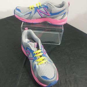 NEW BALANCE Kids SZ 6M KJ554SPY Silver Pink Sneakers. Condition is Pre-owned.